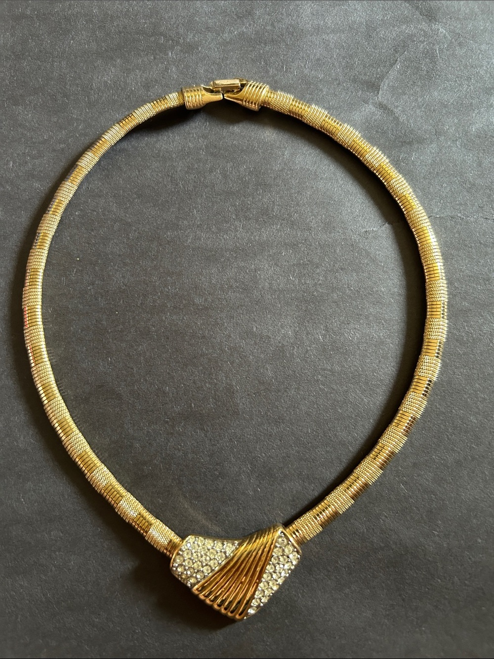 Gold-Tone Crystal Accent Tubogas Necklace - Elegant Women’s Jewelry